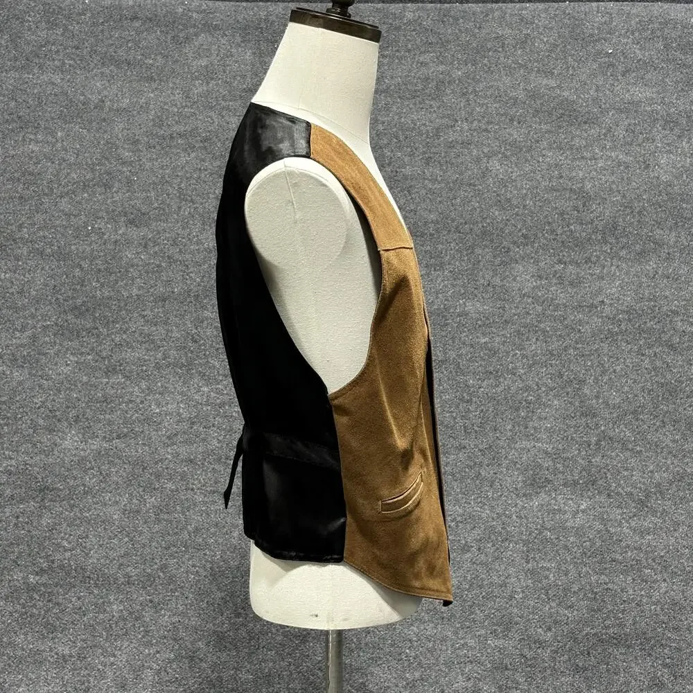 Paragraff Suede Leather Vest Mens Medium Brown Southwestern Cowboy Western